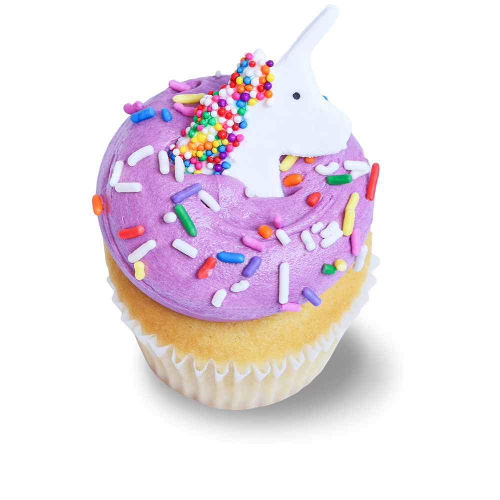 Vanilla cupcake with unicorn topper