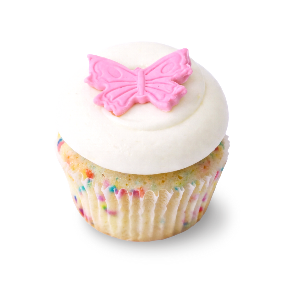 Vanilla cupcake with butterfly topper